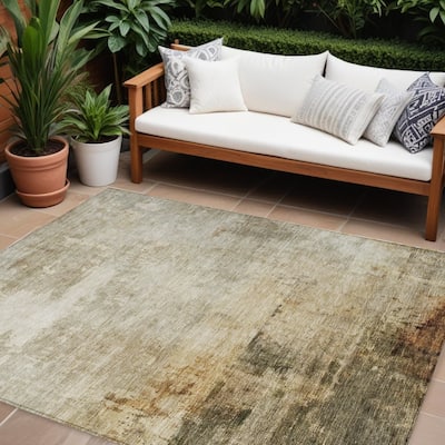 HomeRoots Abstract Transitional Rectangle Outdoor Rug