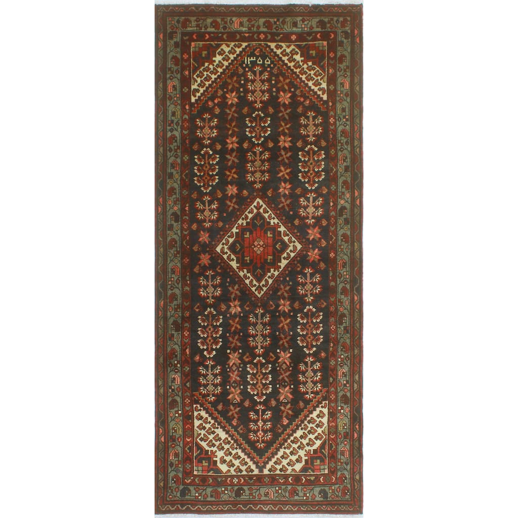 Fine Vintage Distressed Talha Charcoal/Red Runner - 3'8" x 9'4"