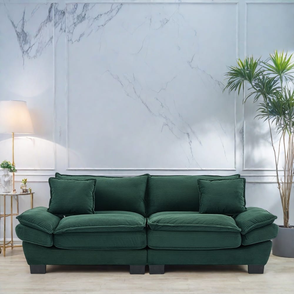 65.5" Upholstered 3-Seater Sofa Couch with Two Pillows and Sturdy Construction