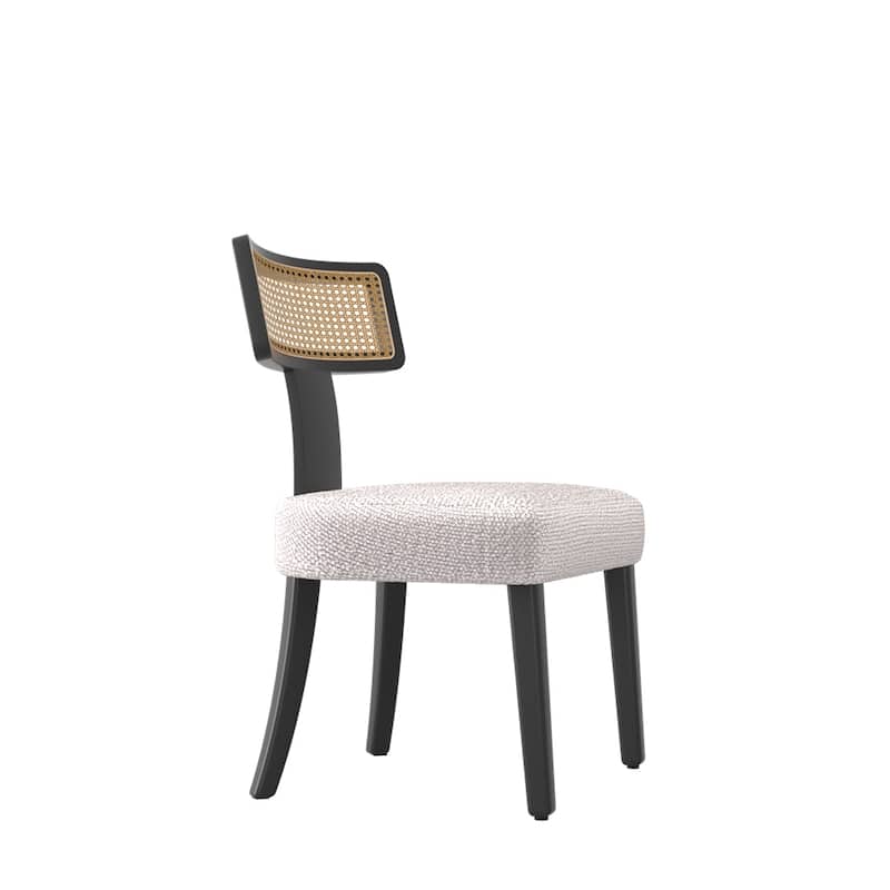 Mid Century Dining Chairs Set of 2,Solid Wood and Rattan Net Back