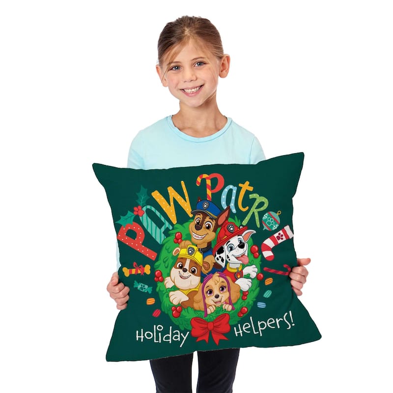 Nickelodeon Paw Patrol Holiday Helpers 18 Inch Throw Pillow