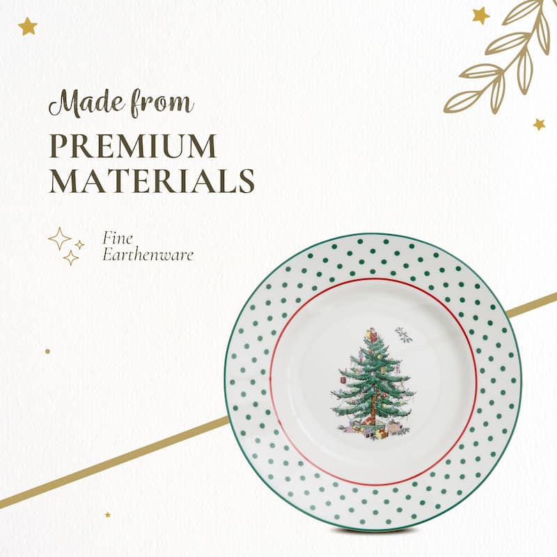 Spode Set of 4 Christmas Tree Polka Dot Tidbit Plates