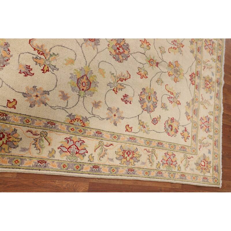 Transitional Floral Oushak Area Rug Hand-Knotted Wool Carpet - 4'11" x 7'8"