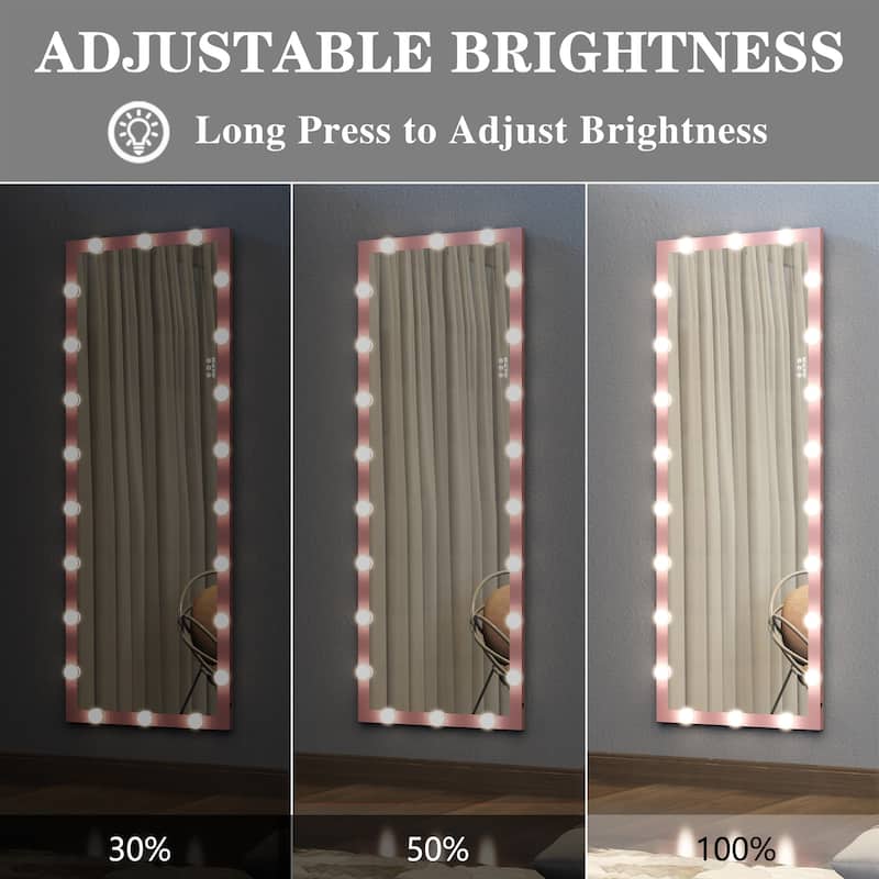 63 Inch Rectangular Framed Dimmable Wall Mounted LED Full Length Mirror