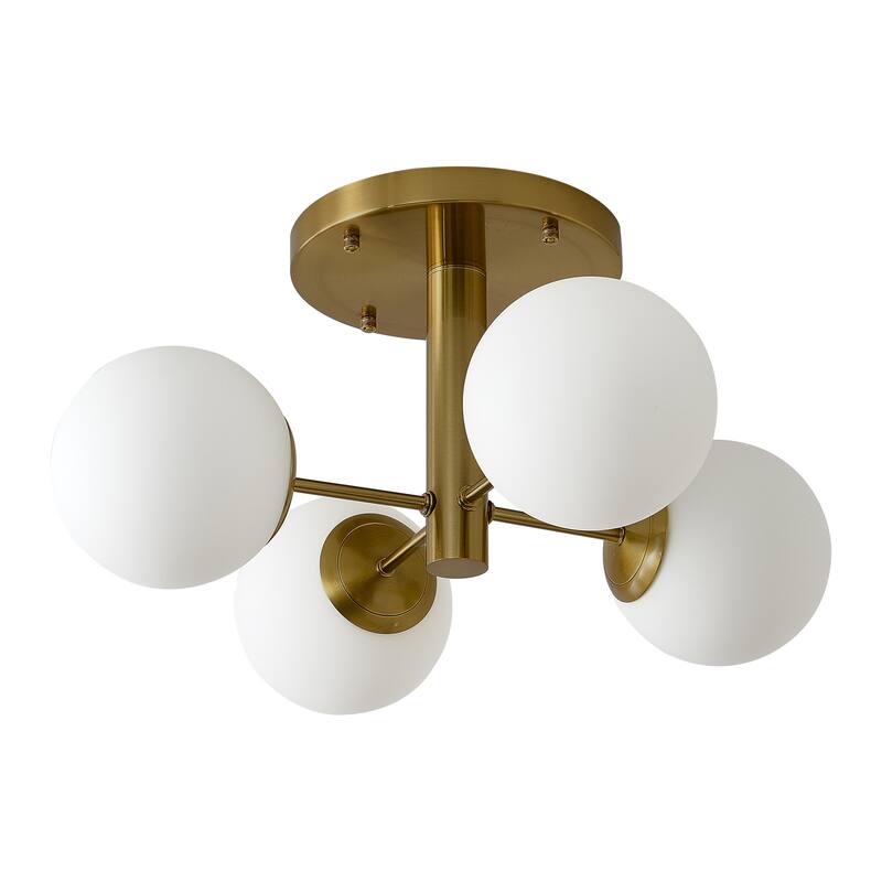4 - Light Globe Black Metal Sputnik Semi Flush Mount Ceiling Light
