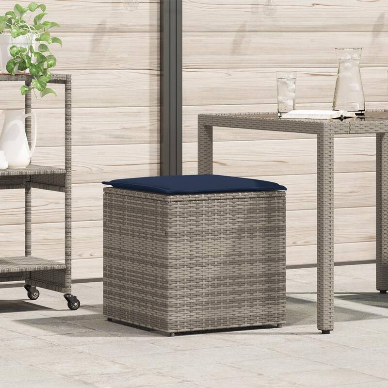 Comfy Outdoor Storage Box for Sofa Cushions - 19.7 x 19.7 x 19.7 in - Grey and navy blue