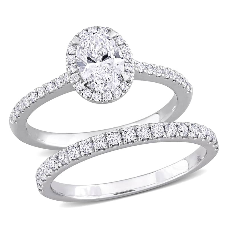 Miadora 1 1/3ct TW Oval Round-Cut Lab-Grown Diamond Bridal Ring Set 14k White Gold