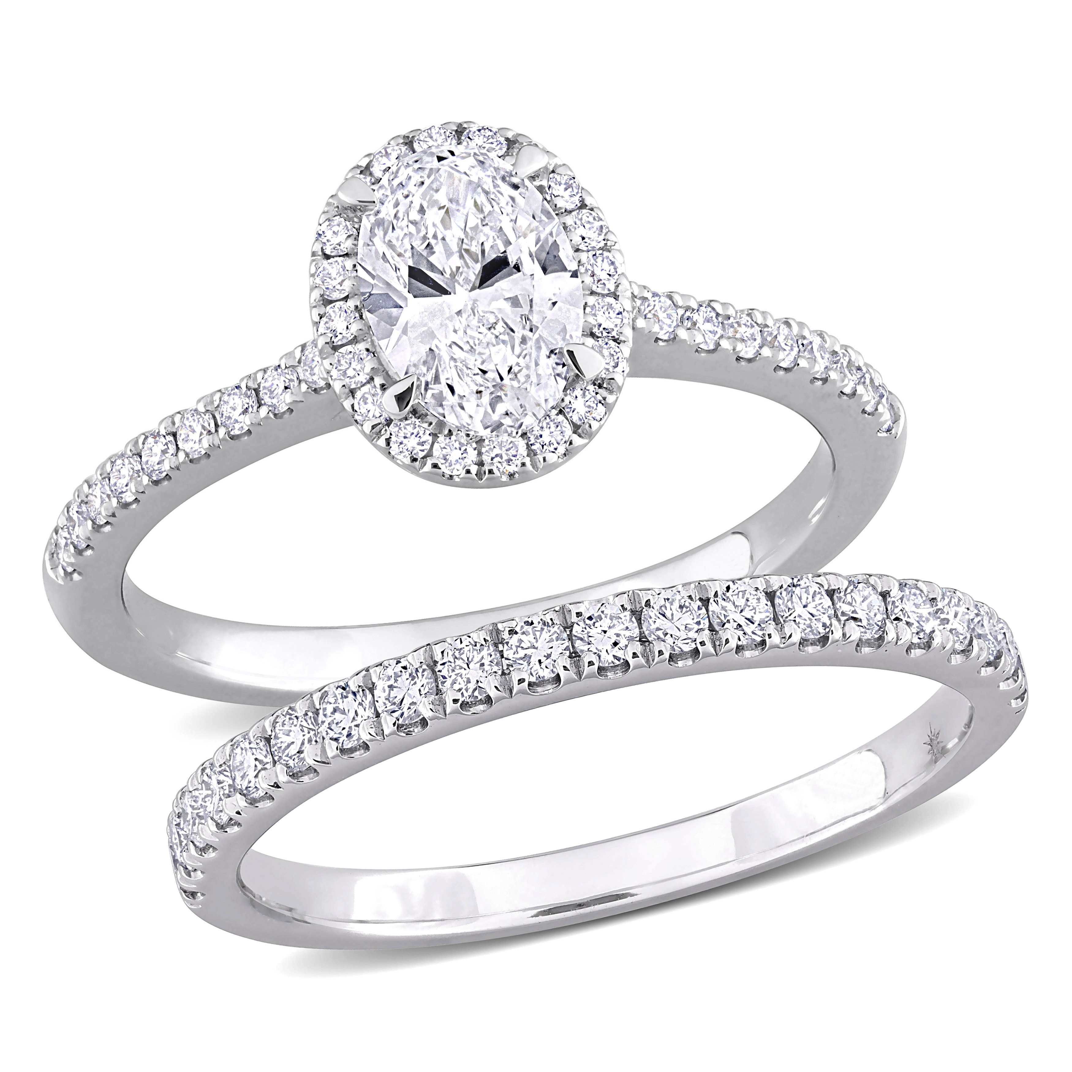 Miadora 1 1/3ct TW Oval Round-Cut Lab-Grown Diamond Bridal Ring Set 14k White Gold