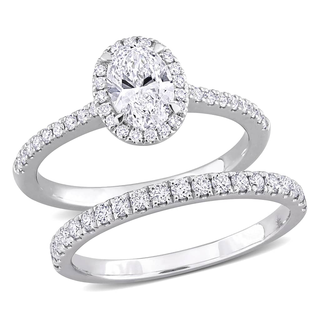 Miadora 1 1/3ct TW Oval Round-Cut Lab-Grown Diamond Bridal Ring Set 14k White Gold