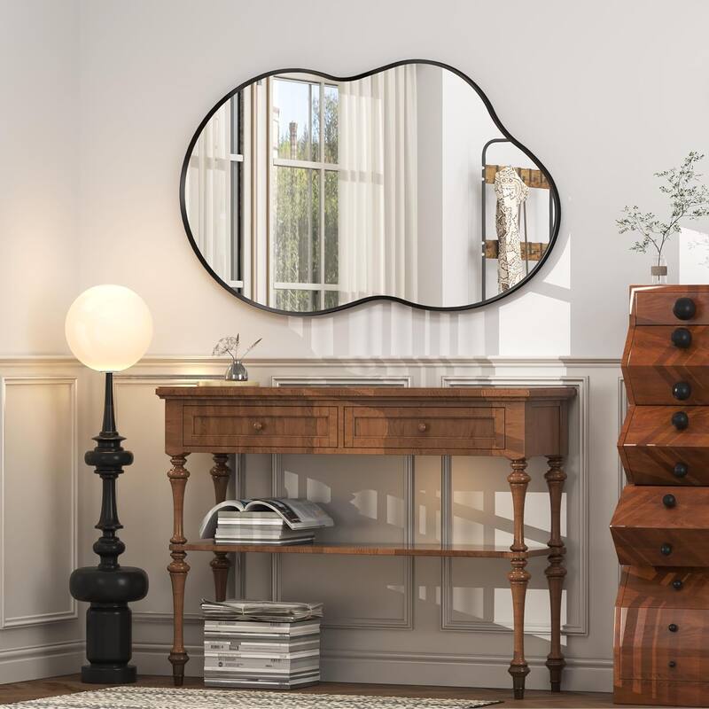 Asymmetrical Cloud High-Strength Aluminum Alloy Framed Easy French Mounted Wall Mirror