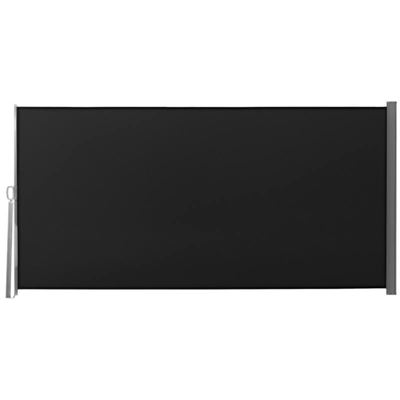Black Adjustable Outdoor Side Awning with Waterproof Polyester Fabric and Grey Steel Frame