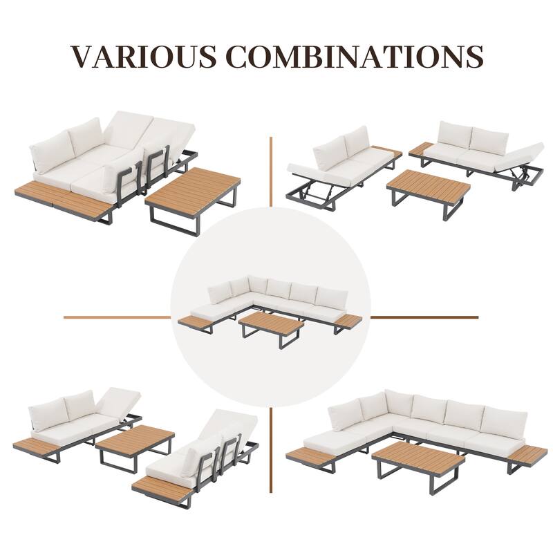 Outdoor Modular Aluminum Patio Conversation Set