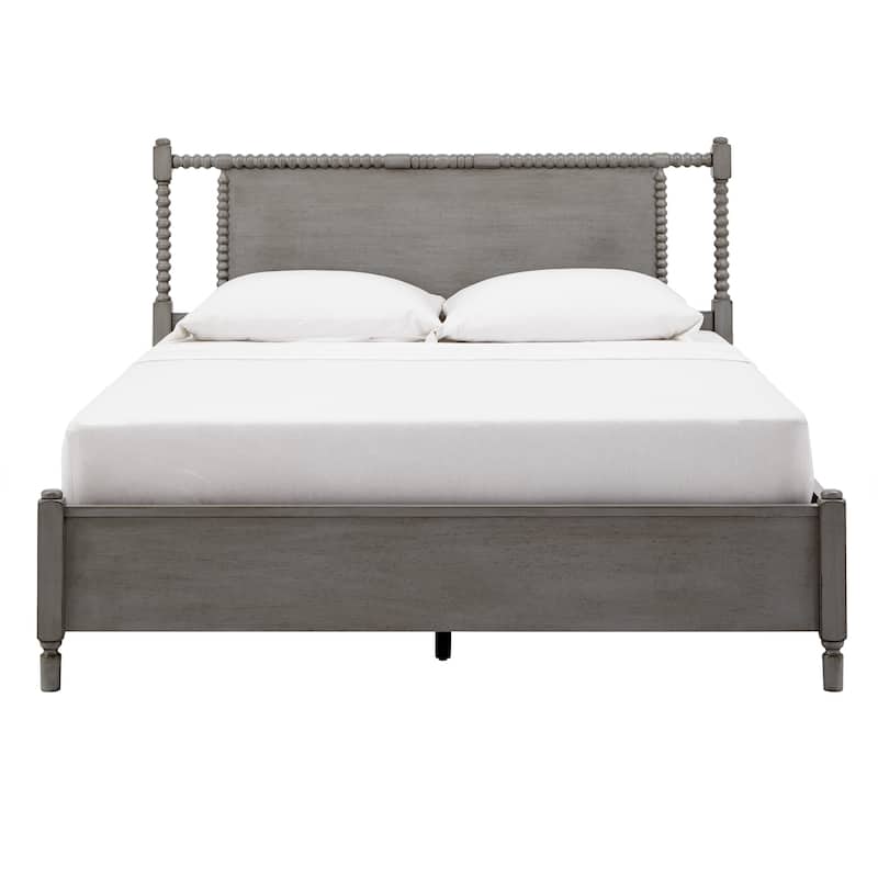 Demetria Antique Finish Beaded Wood Platform Bed by iNSPIRE Q Classic