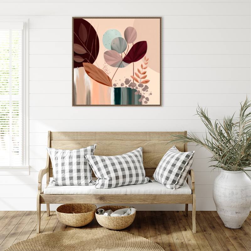 Celeste Complement by Bella Eve Framed Canvas Wall Art Print - Sylvie Beaded Gold