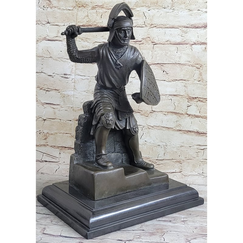 Medieval Knight Warrior In Plate Mail Bronze Statue Sculpture Figure 17 Inches X 10 Inches