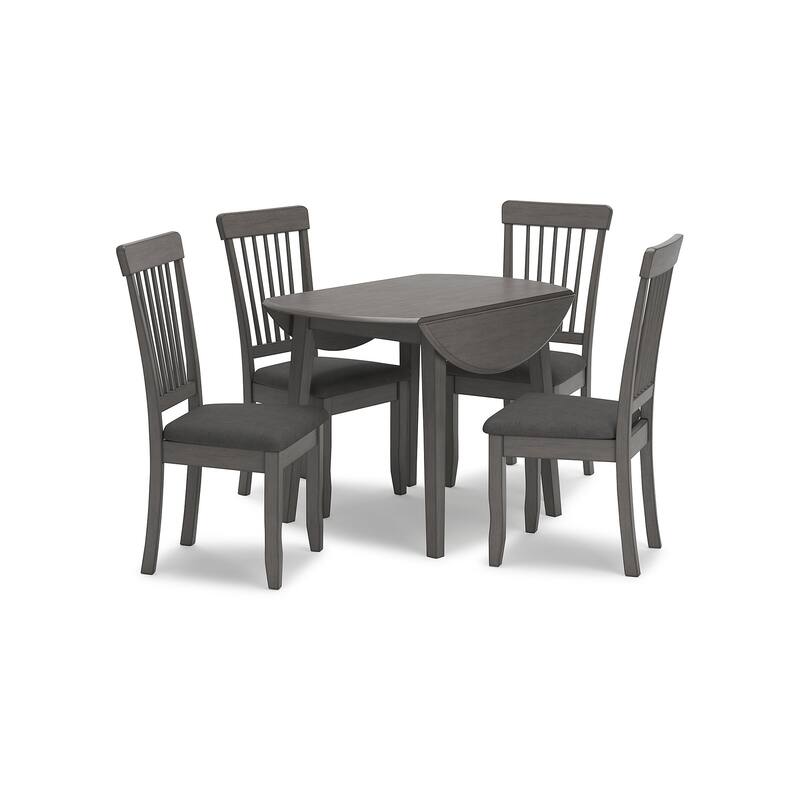 Signature Design by Ashley Shullden Gray Round Drop Leaf Dining Table - 43"W x 43"D x 30"H