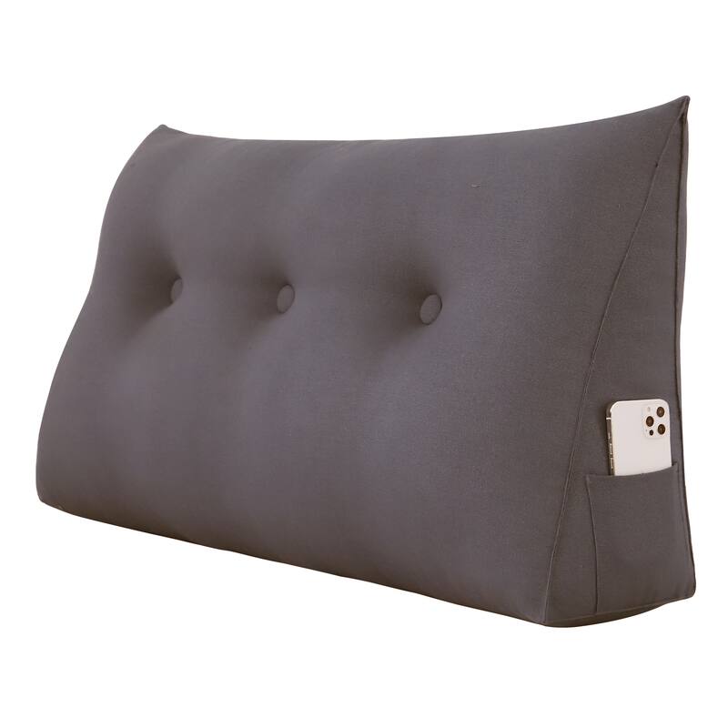 Backrest Reading Throw Pillow Wedge Headboard for Twin Bed - Brown