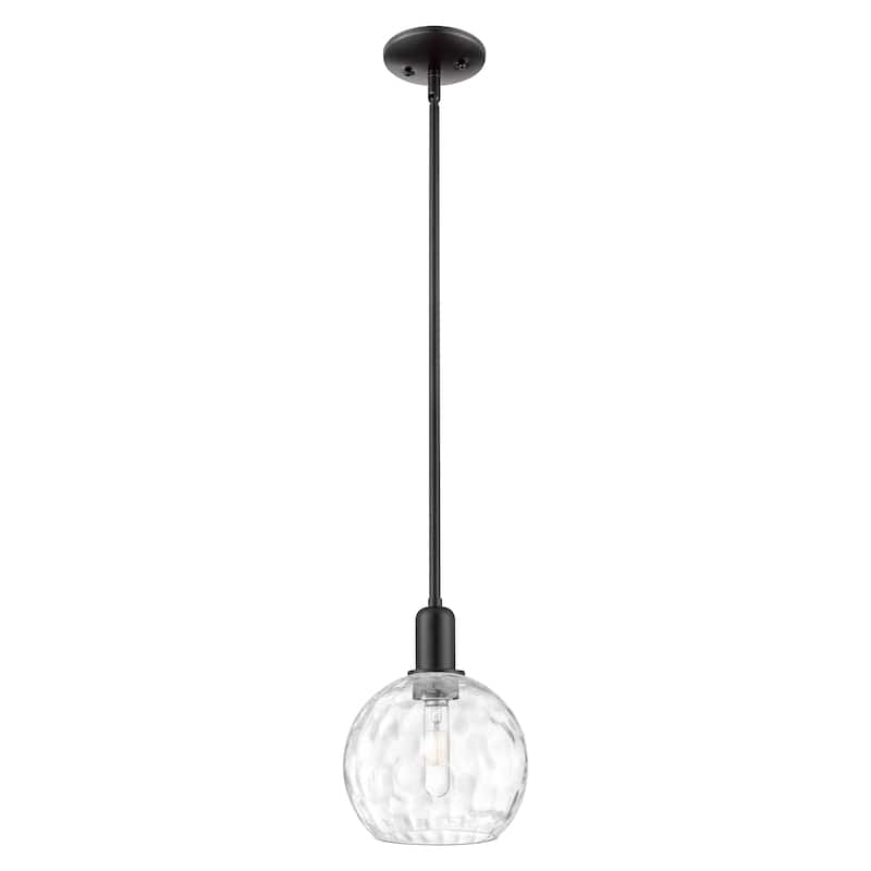 Innovations Lighting Endless Possibilities Arcadia - Athens Water Glass - 1 Light 8" Stem Hung Mini Pendant - Clear Water Glass/Matte Black