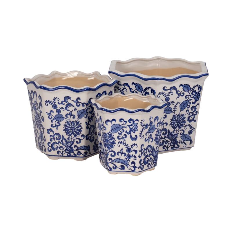 Sagebrook Home Ceramic Planter Set of 3 - 12" x 11" x 9"