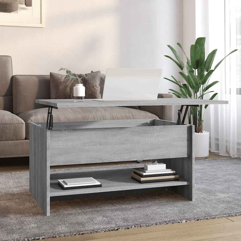 vidaXL Coffee Table Lift Top End Table Accent Side Sofa Table Engineered Wood - 31.5" x 19.7" x 16.7" - Gray sonoma