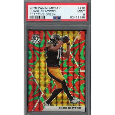 Chase Claypool 2020 Panini Mosaic Reactive Green Rookie Card #220 PSA 9 - 8'6" x 11'6"