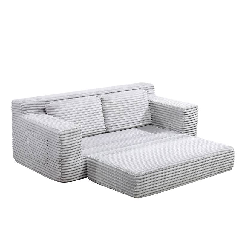 Corduroy Cloud Double Sofa, 2-in-1 Convertible Sofa Bed, Comfortable Boneless Double Sofa, Suitable for Living Room