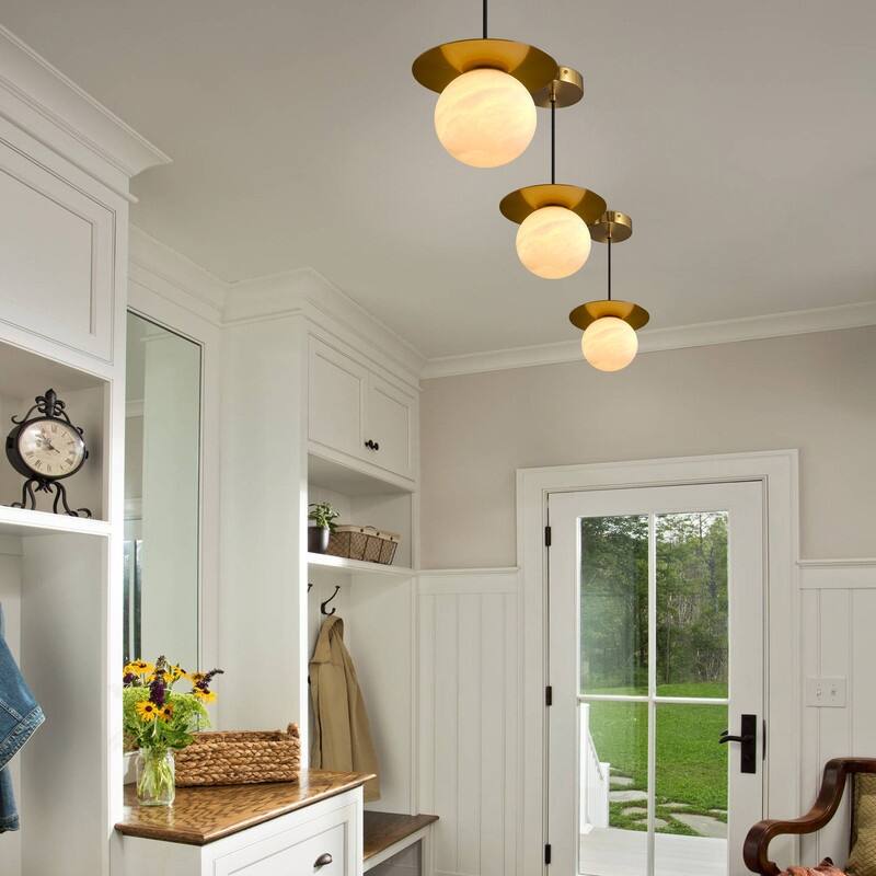 KAYLA Alabaster Pendant Light - Nordic Modern Brass Hanging Lamp