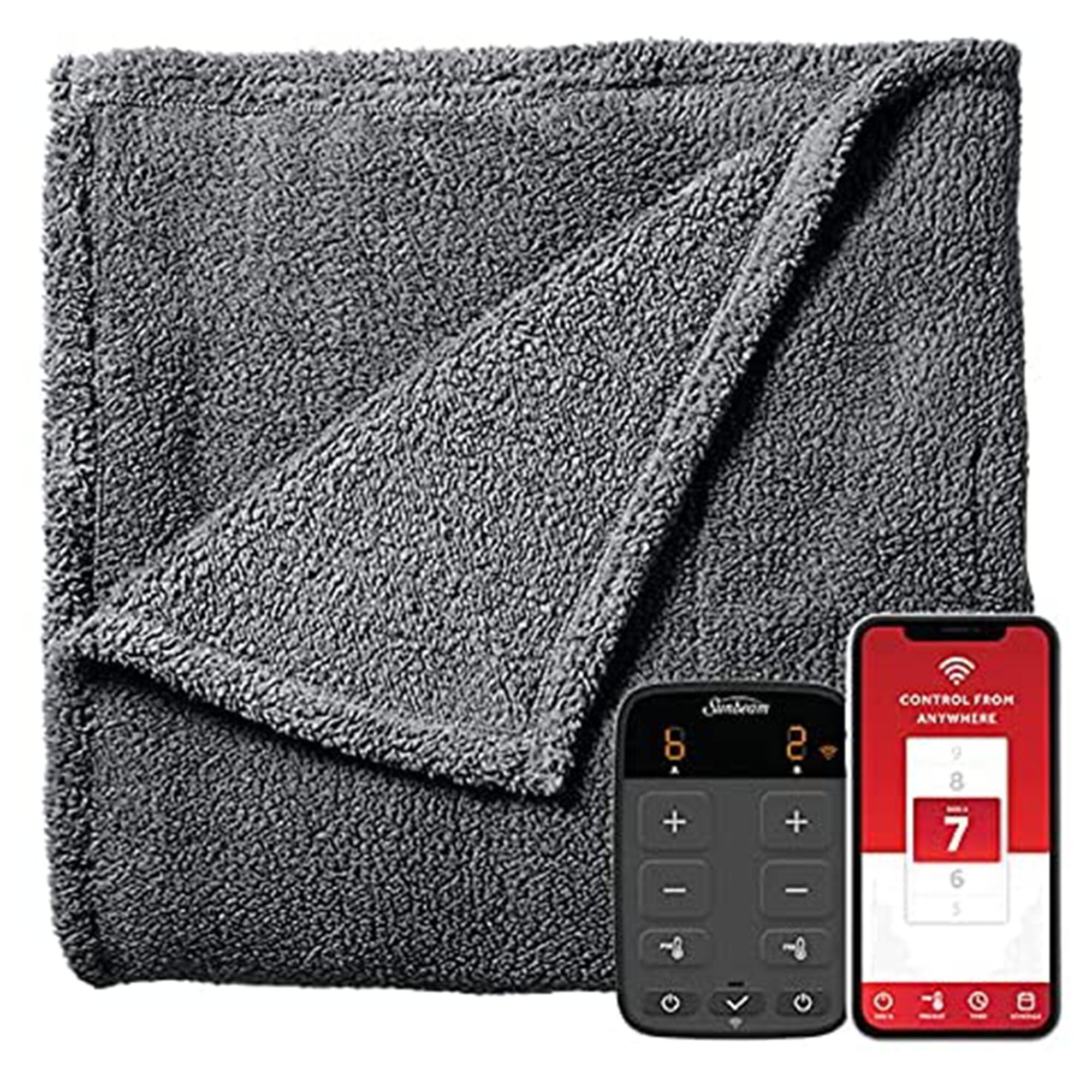 Sunbeam LoftTec Wi-Fi Connected Heated Blanket with 10 Heat Settings, Twin,  Gray - Bed Bath u0026 Beyond - 35938827