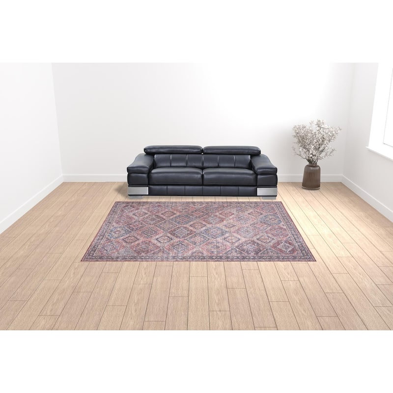 Panu Power Loomed Distressed Floral Area Rug By HomeRoots - 9' x 12'