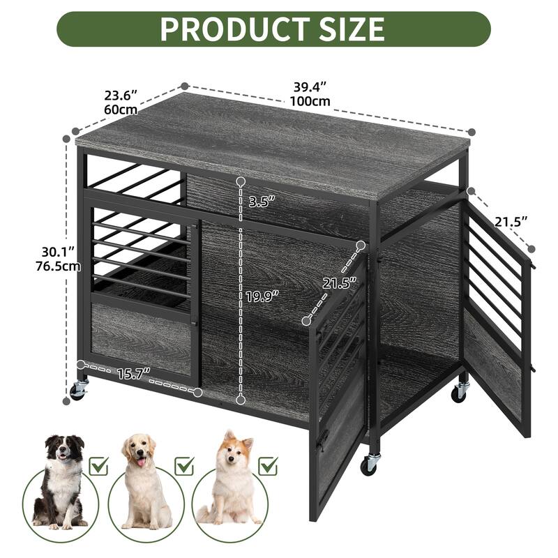Moasis 24"/31"/39" Wooden Dog Crate Kennel End Table Furniture