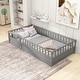 preview thumbnail 1 of 12, Twin Size Floor Bed with Support slat and High Security Barrier Grey