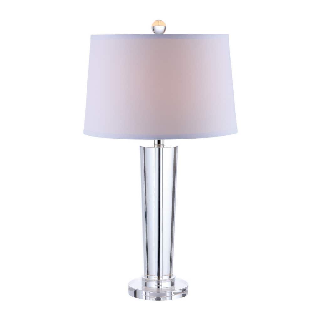 27 Inch Table Lamp with Glass Stand, Empire Shade, Metal, Clear Finish