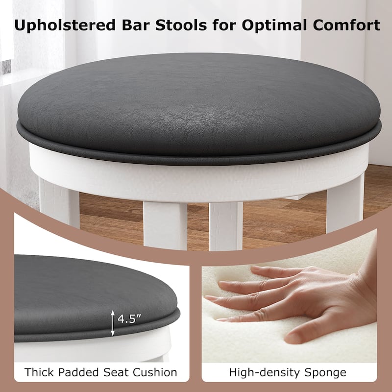 Gymax Upholstered Bar Stool Set of 4 25'' Counter Height Bar Chairs w/
