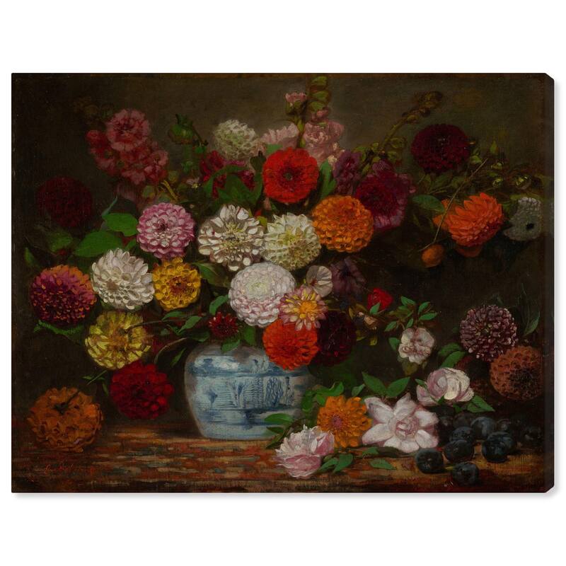 Still Life with Dahlias Canvas by Art Remedy, Gallery Wrapped - 30" x 24"