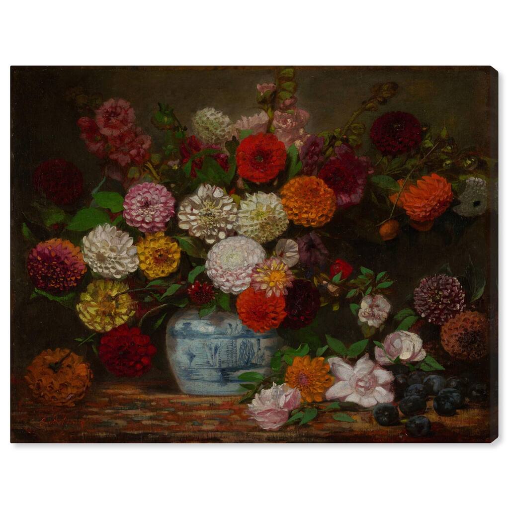 Still Life with Dahlias Canvas by Art Remedy, Gallery Wrapped