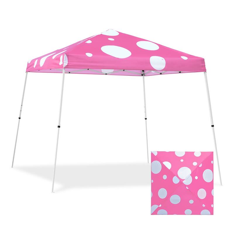 EAGLE PEAK 10x10 Slant Leg Pop-up Canopy Tent Outdoor Beach Canopy Folding Portable Shelter 10x10 Base 8x8 Top (Blue)