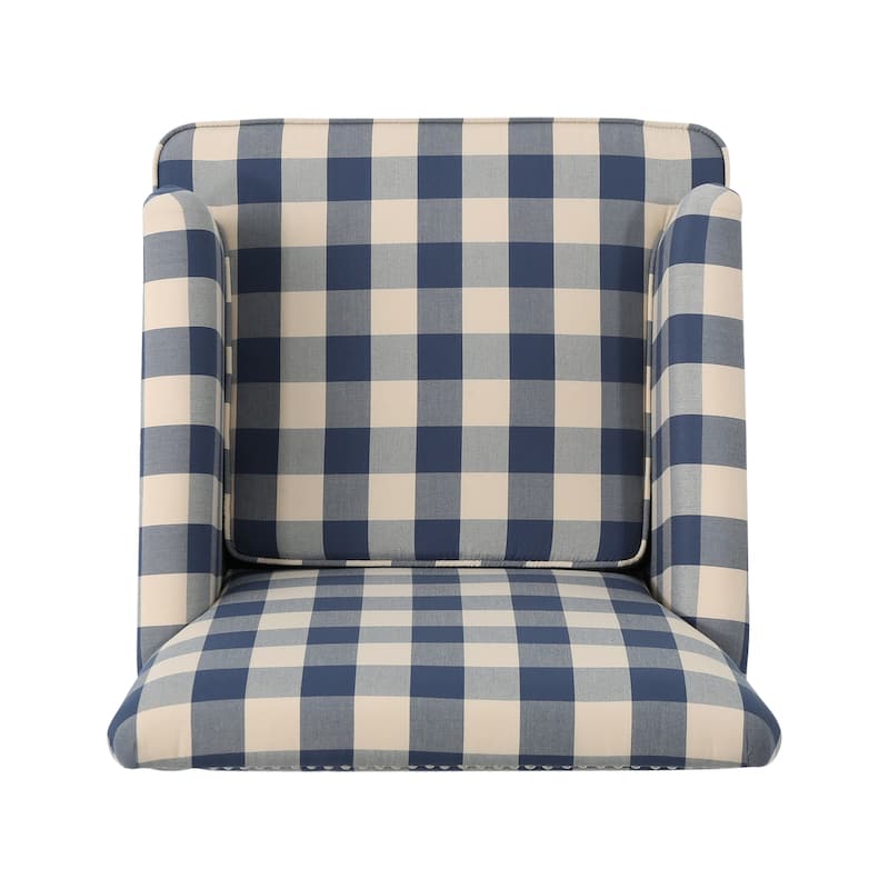Blue Modern 28.75" Upholstered Club Chair with Wood Legs and Nailheads for Living Room