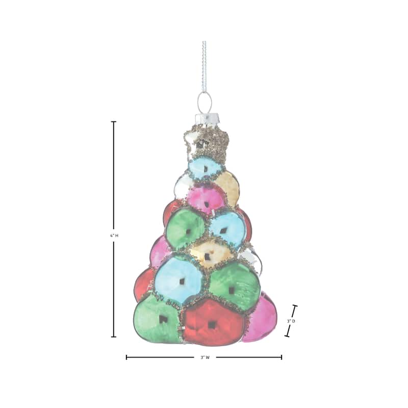 4" Glass Bauble Tree Ornament Set of 4