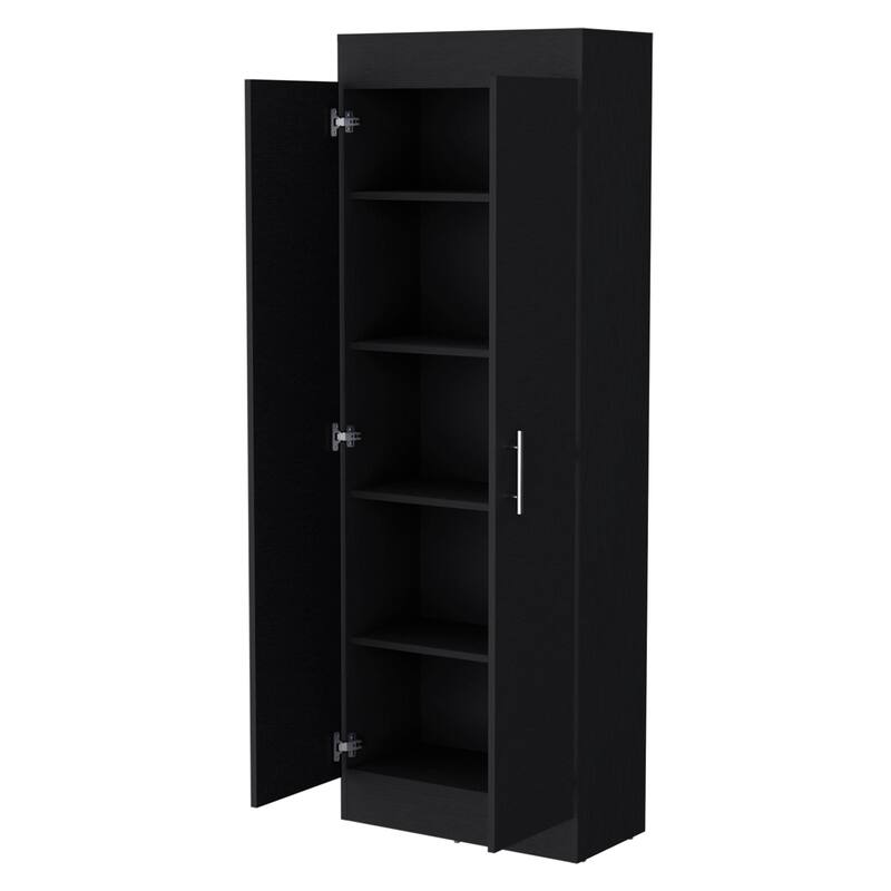 5-Shelf Tall Pantry Storage Cabinet, 66.8" with Chic Handles for Kitchen Organization