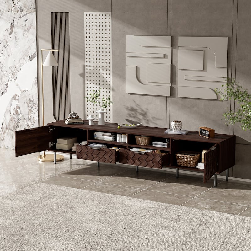 78 in with Rattan Doors TV Stand for TVs up to 85 in - n/a