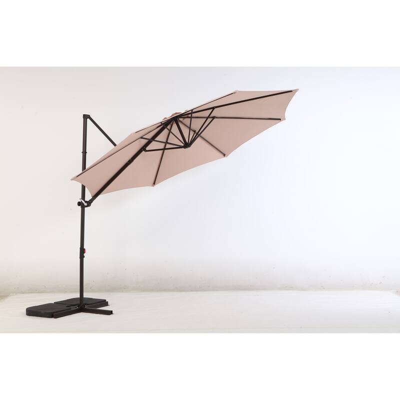 10FT Patio Roman Umbrelle, 360° rotation with Cross Base