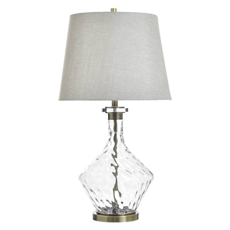 StyleCraft Celeste Glass Table Lamp - Gospic Gold - White Shade - Gospic Gold, Clear, Grey
