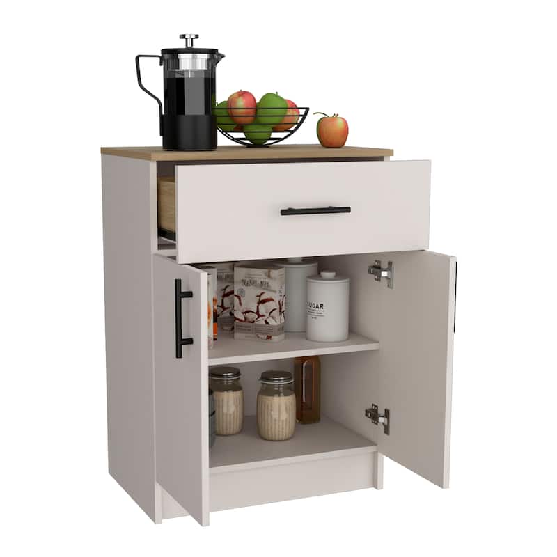 Mayorca Multistorage Pantry Cabinet, One Drawer, Two Interior Shelves Ivory - Natural Oak