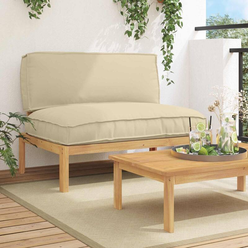 vidaXL Sofa Set in Solid Acacia Wood - Beige Light brown