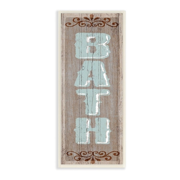Stupell Industries Rustic Charm Bath Sign Blue Brown Family Bathroom Wood Wall Art,7x17. Opens flyout.