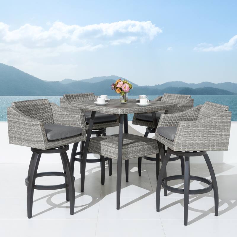 Cannes 5 Piece Sunbrella Outdoor Patio Barstool Set