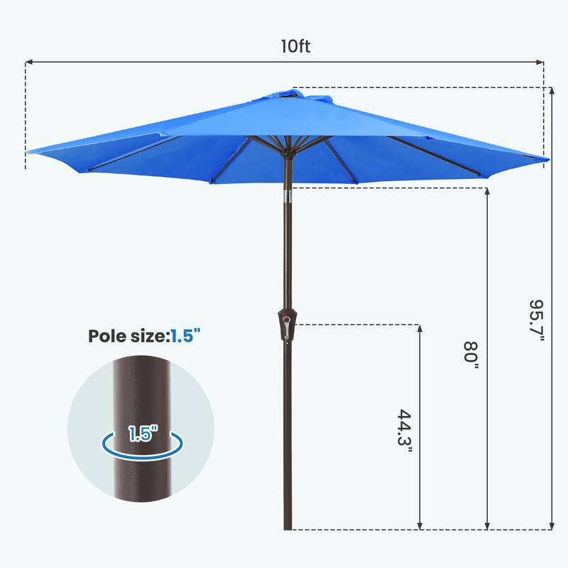 10ft Patio Market Umbrella with Crank & Tilt,UV-Risistant
