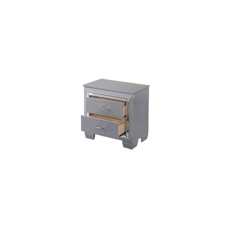 Gray 2 Drawer 17.5 in. W Nightstand with Sturdy Hardware and Ample Storage