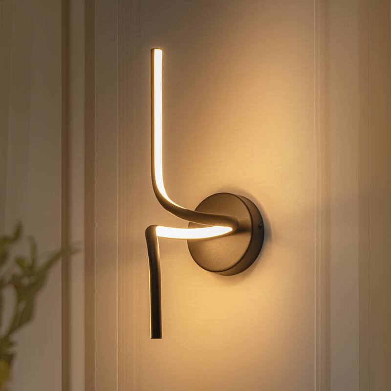 1-Light Modern Black/Gold Linear Aluminum Intergrated LED Bathroom Vanity Light - Black