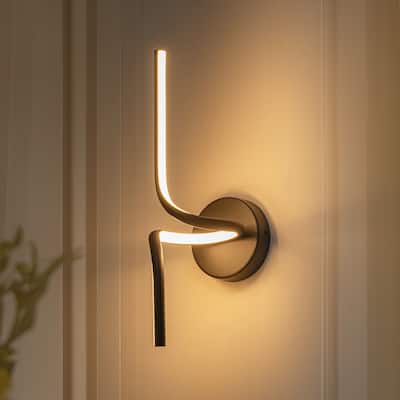 1-Light Modern Black/Gold Linear Aluminum Intergrated LED Bathroom Vanity Light